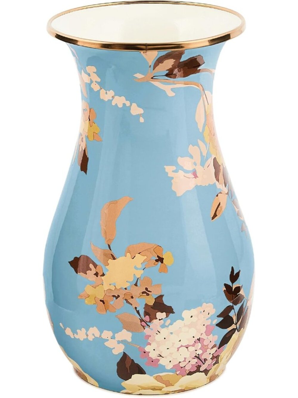 Mackenzie-Childs Tall Enamel Vase Rose Slate Check Farmhouse Home Decor Accent